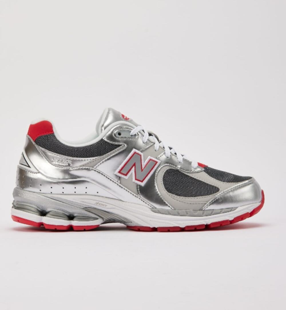 New Balance 2002R DTLR Tinsel Silver Red Sneaker Size 9